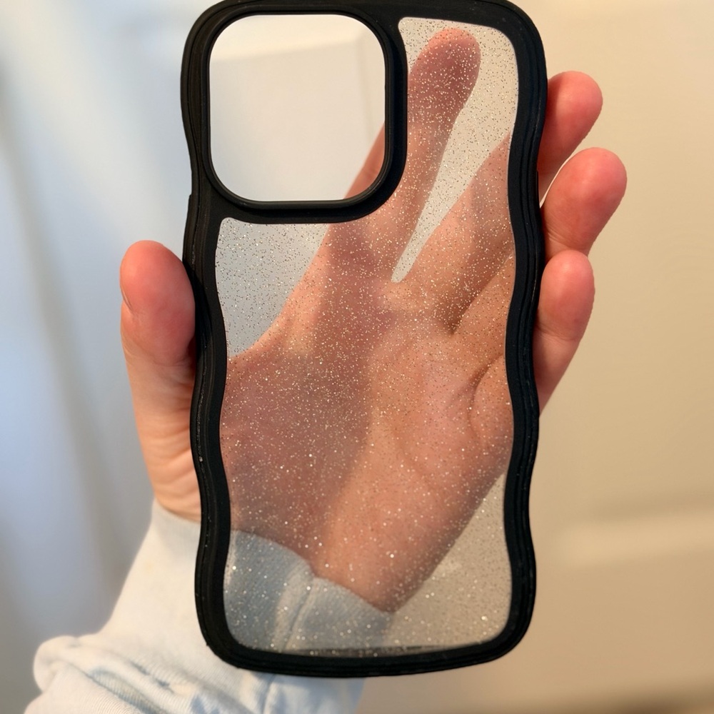 Glitter Clear Phone Case with Black Border